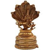 Brass Lord Sharabha Idol – Avatar of Lord Shiva Sharabeshwara Swamy Murti on Sheshnag Singhasan for Home Temple Decor, Gold, 10.5 Inch, 1 Piece