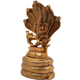 Brass Lord Sharabha Idol – Avatar of Lord Shiva Sharabeshwara Swamy Murti on Sheshnag Singhasan for Home Temple Decor, Gold, 10.5 Inch, 1 Piece