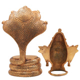 Brass Gowri Sheshnag Idol – Shesha Gauri Head on Serpent Hood | Naga Devatha Gauri Face Murti for Puja, Home Decor & Gifting,Gold, 10.5 Inch, 1 Piece