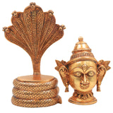 Brass Gowri Sheshnag Idol – Shesha Gauri Head on Serpent Hood | Naga Devatha Gauri Face Murti for Puja, Home Decor & Gifting,Gold, 10.5 Inch, 1 Piece