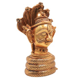 Brass Shiva Head on Sheshnag | Mahadev Face Idol | Bholenath Murti | Rudra Statue | Neelkanth Brass Face | Lord Shiva Idol for Home Decor, Temple & Puja,Gold, 10.5 Inch, 1 Piece