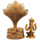 Brass Goddess Mariamman Idol on Sheshnag | Mariamma Murti, Mariyammal Vigraha, Aadi Mariamman Statue, Handcrafted South Indian Brass Idol, Home & Temple Decor,Gold, 10.5 Inch, 1 Piece