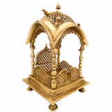 Bhunes Brass Temple Pooja Mandir - Religious Home Decor for Living Room, Mandap for Puja Decoration, Gold, 15 Inch, 1 Piece