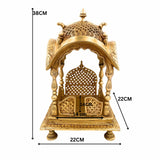 Bhunes Brass Temple Pooja Mandir - Religious Home Decor for Living Room, Mandap for Puja Decoration, Gold, 15 Inch, 1 Piece