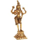 Brass Krishna Idol | Lord Krishna Murti | Gopal Vigraham | Radha Krishna Statue | Balakrishna Murti for Pooja, Temple & Home Decor,Gold, 9 Inch, 1 Piece