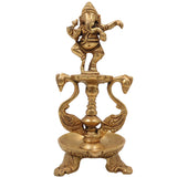 Handcrafted Brass Ganesh Diya Idol | Vinayaka Deepam | Ganapati Pital Oil Lamp | Pillaiyar Vilakku for Puja, Mandir & Gifts,Gold, 6.5 Inch, 1 Piece