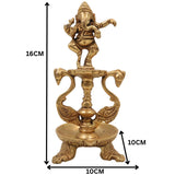 Handcrafted Brass Ganesh Diya Idol | Vinayaka Deepam | Ganapati Pital Oil Lamp | Pillaiyar Vilakku for Puja, Mandir & Gifts,Gold, 6.5 Inch, 1 Piece