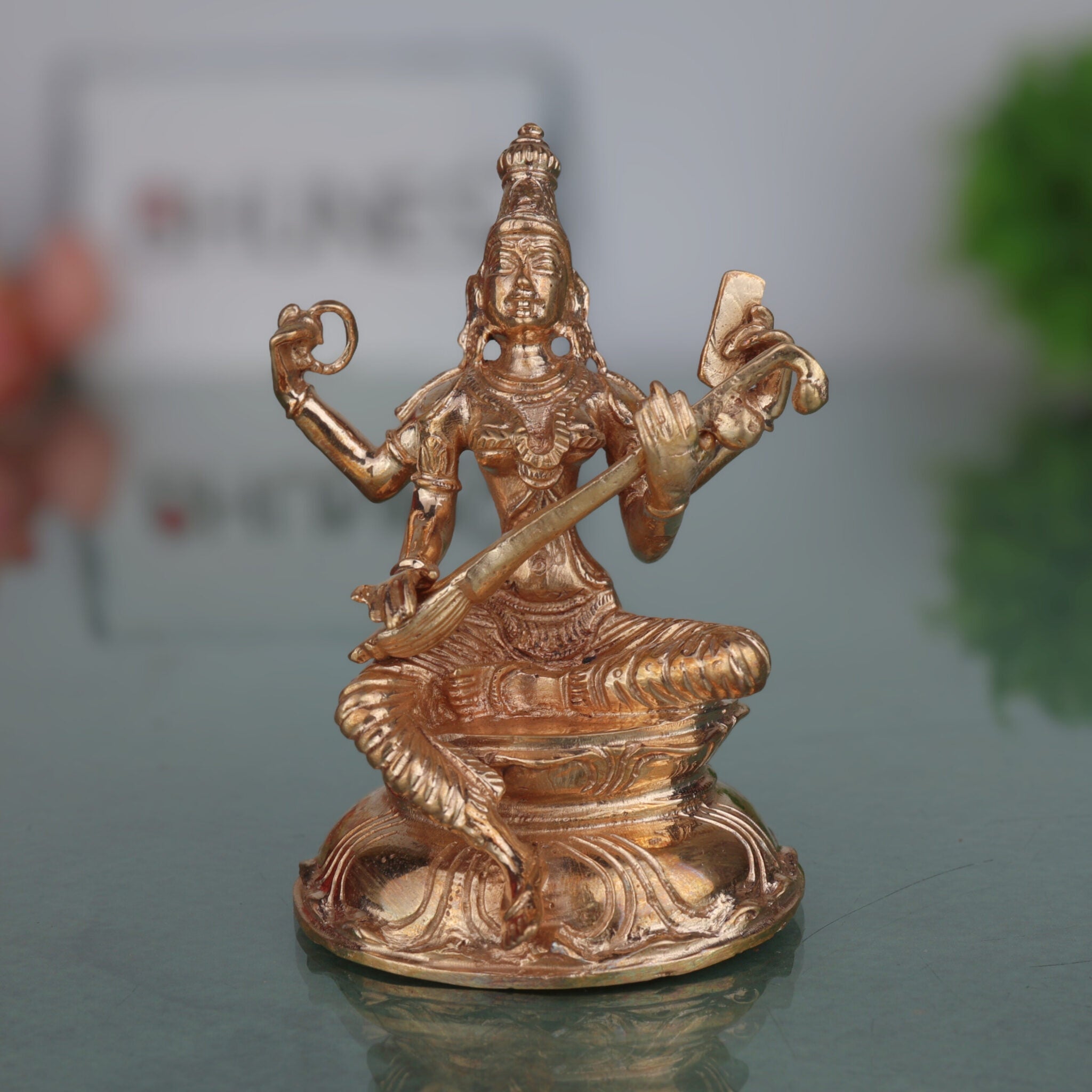 Handcrafted Panchaloha Bronze Saraswati Idol