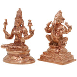 Bronze Panchaloha Lakshmi Ganesha Idol, Mahalakshmi Ganapati Vinayaka Murti for Pooja, Temple & Home Decor, Gold, 3 Inch, 2 Piece