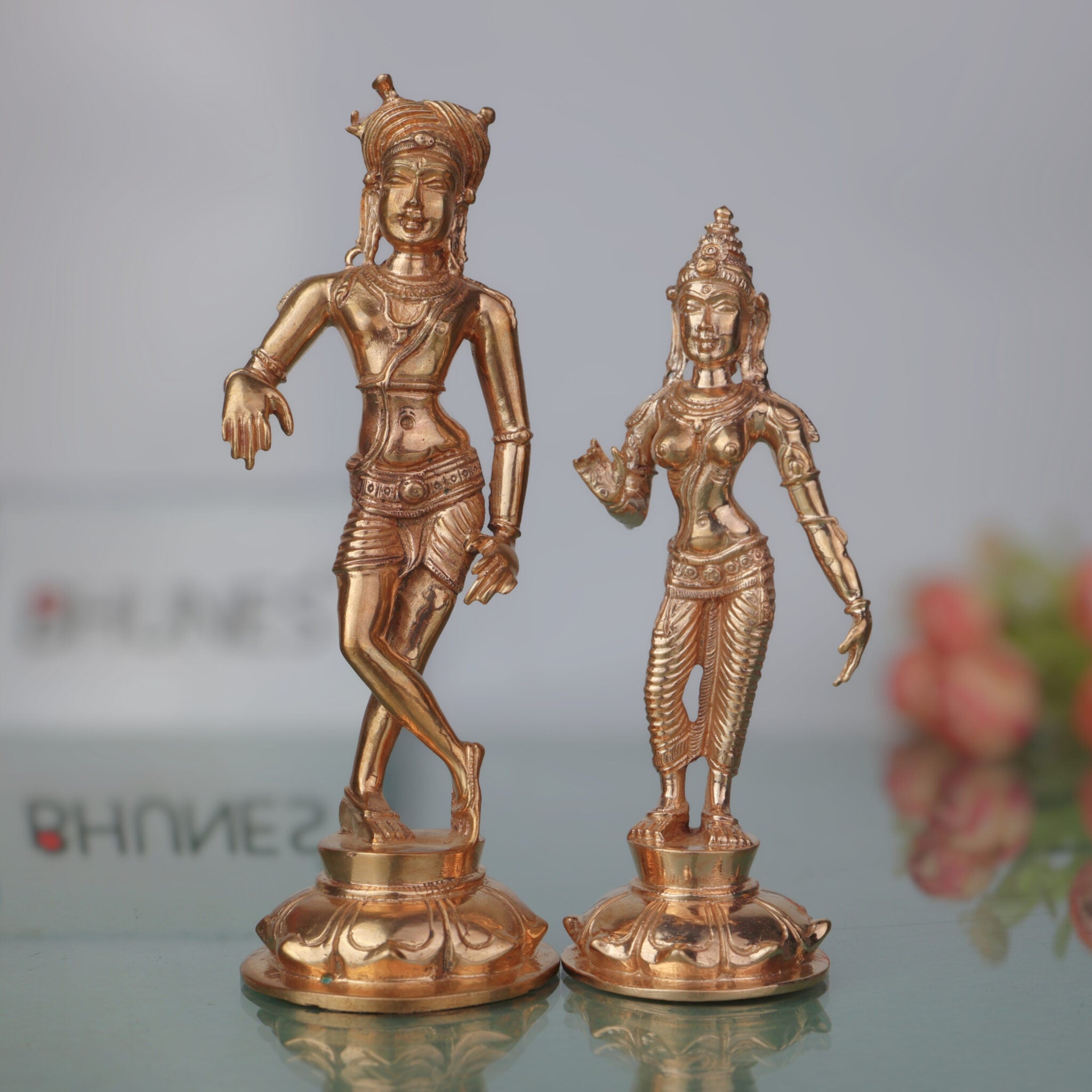 Panchaloha Bronze Shiva Parvati Idol | Uma Maheshwara Gauri Shankar Ardhanarishvara Murti | Handmade Chola Art Hindu Sculpture for Puja & Home Decor