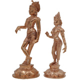 Panchaloha Bronze Shiva Parvati Idol | Uma Maheshwara Gauri Shankar Ardhanarishvara Murti | Handmade Chola Art Hindu Sculpture for Puja & Home Decor,Gold, 6 Inch, 1 Piece