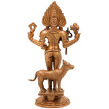 Bronze Kala Bhairava Idol, Handcrafted Lord Bhairav Murti for Pooja, Home Decor & Spiritual Gifts, Brown, 5.5 Inch, 1 Piece