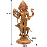 Bronze Kala Bhairava Idol, Handcrafted Lord Bhairav Murti for Pooja, Home Decor & Spiritual Gifts, Brown, 5.5 Inch, 1 Piece