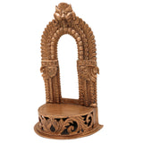 Panchaloha Bronze Shinghashan Chowki with Prabhavali Peetha, Handmade Temple Peetham Bajot for Deity, Mandir Stand, Gold, 6.5 Inch, 1 Piece