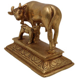 Brass Kamadhenu Idol | Surabhi Cow Statue | Divine Gau Mata Murti | Wish-Fulfilling Holy Cow Sculpture for Pooja, Home Decor & Gifts,Gold, 4.5 Inch, 1 Piece
