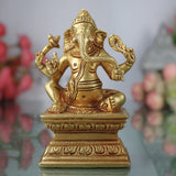 Brass Ganesha Idol – Vinayaka Ganpati Murti | Ekadanta Pillaiyar Statue for Home, Temple & Pooja Decor