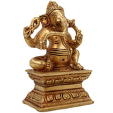 Brass Ganesha Idol, Vinayaka Ganpati Murti | Ekadanta Pillaiyar Statue for Home, Temple & Pooja Decor,Gold, 5 Inch, 1 Piece