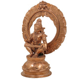 Swami Ayyappa Idol in Panchaloha Bronze – Handcrafted Manikanta Sastha Hariharaputra Murti with Prabhavali for Temple & Home Decor,Gold, 10.5 Inch, 1 Piece