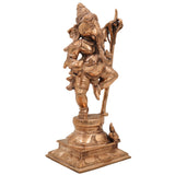 Handcrafted Panchaloha Ganesh with sugar cane Idol, Bronze Siddhi Vinayaka idol, Ganpati, Ekadanta, Chola Style Pillaiyar Murti for Home & Temple,Gold, 9 Inch, 1 Piece