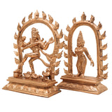 Handcrafted Panchaloha Nataraja with Parvati Idol – Lord Shiva Tandava Murti, Adalvallan Koothan Sculpture, Chola Bronze Statue for Home, Temple & Puja,Gold, 7 Inch, 1 Piece