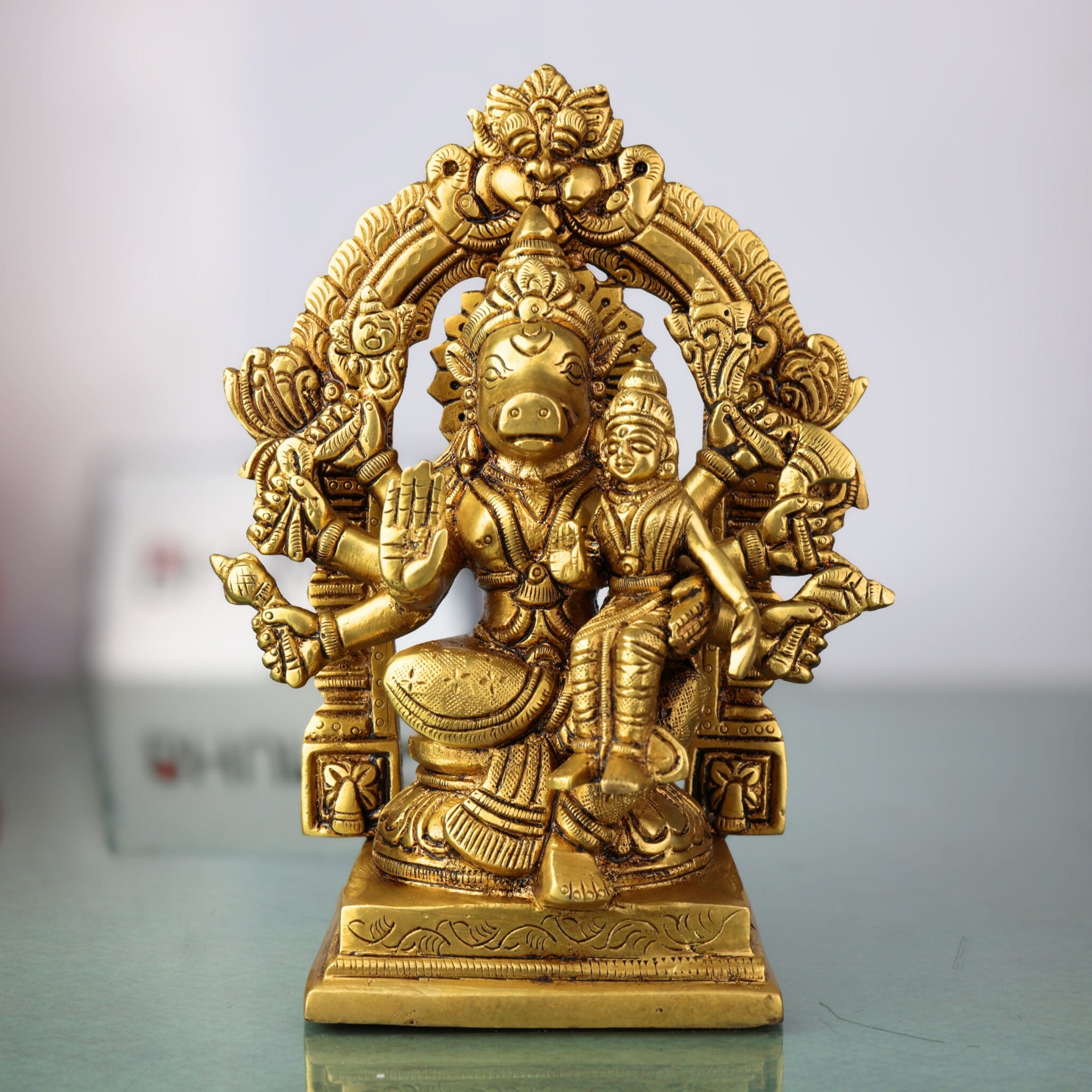 Brass varaha lakshmi idols, varaha laxmi Ji Ki Murti, Varaha Statue, Varaha Swamy With Bhudevi, Home decor