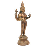 Bronze Ardhanarishvara Idol, Panchaloha Ardhanari Statue, Shiva Parvati Combined Murti, Ardhanareshwar Sculpture, Spiritual Decor, Brown, 7.5 Inch