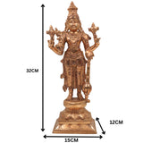 Bronze Panchaloha Venkateshwara Vishnu Idol | Tirupati Balaji Srinivasa Govinda Murti | Handcrafted Chola Art South Indian Temple Statue,Gold, 14 Inch, 1 Piece