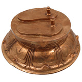 Bronze Handmade Charan Paduka on Mukut – Panchaloha Khadau Padam Idol for Guru Paduka, Vishnu, Rama, Krishna, Tulsi – Traditional Chola Art Temple Sculpture,Gold, 3 Inch, 1 Piece