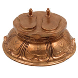 Bronze Handmade Charan Paduka on Mukut – Panchaloha Khadau Padam Idol for Guru Paduka, Vishnu, Rama, Krishna, Tulsi – Traditional Chola Art Temple Sculpture,Gold, 3 Inch, 1 Piece