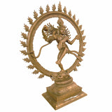 Handcrafted Bronze Panchaloha Nataraja Murti, Dancing Shiva Idol, Hindu God Natraj Statue, Cosmic Dance Sculpture, Temple Decor, Gift Item, Brown, 25 Inch, 1 Piece
