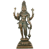 Handcrafted Bronze Harihara Idol – Panchaloha Shankaranarayana Harinarayana Harivishveshwara Sculpture | Traditional Chola Art Hindu God Statue for Temple & Home,Brown, 33 Inch, 1 Piece