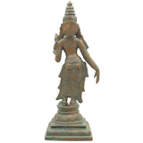 Handcrafted Bronze Sri Devi Silai, Maha Lakshmi Idol | Panchaloha Kamala Devi Murti for Pooja, Temple & Home Decor,Brown, 11.5 Inch, 1 Piece
