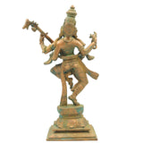 Handcrafted Bronze Panchaloha Saraswati Idol, Sharada, Veena Pustak Dharini, Vagdevi, Hamsavahini, Vidyadayini Goddess of Knowledge & Wisdom Sculpture for Home, Temple & Gift,Brown, 13.5 Inch, 1 Piece