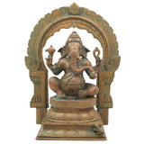 Handcrafted Bronze Ganesha Idol, Panchaloha Ganpati Murti, Vinayaka, Ekadanta, Siddhivinayak Statue for Home, Temple & Pooja Decor,Brown, 13 Inch, 1 Piece