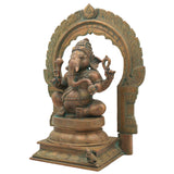 Handcrafted Bronze Ganesha Idol, Panchaloha Ganpati Murti, Vinayaka, Ekadanta, Siddhivinayak Statue for Home, Temple & Pooja Decor,Brown, 13 Inch, 1 Piece