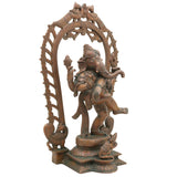 Handmade Panchaloha Nritya Ganapati Idol, Dancing Ganesha Bronze Statue, Nartana Vinayaka Tandava Pillaiyar for Home Temple & Vastu Decor,Brown, 13 Inch, 1 Piece