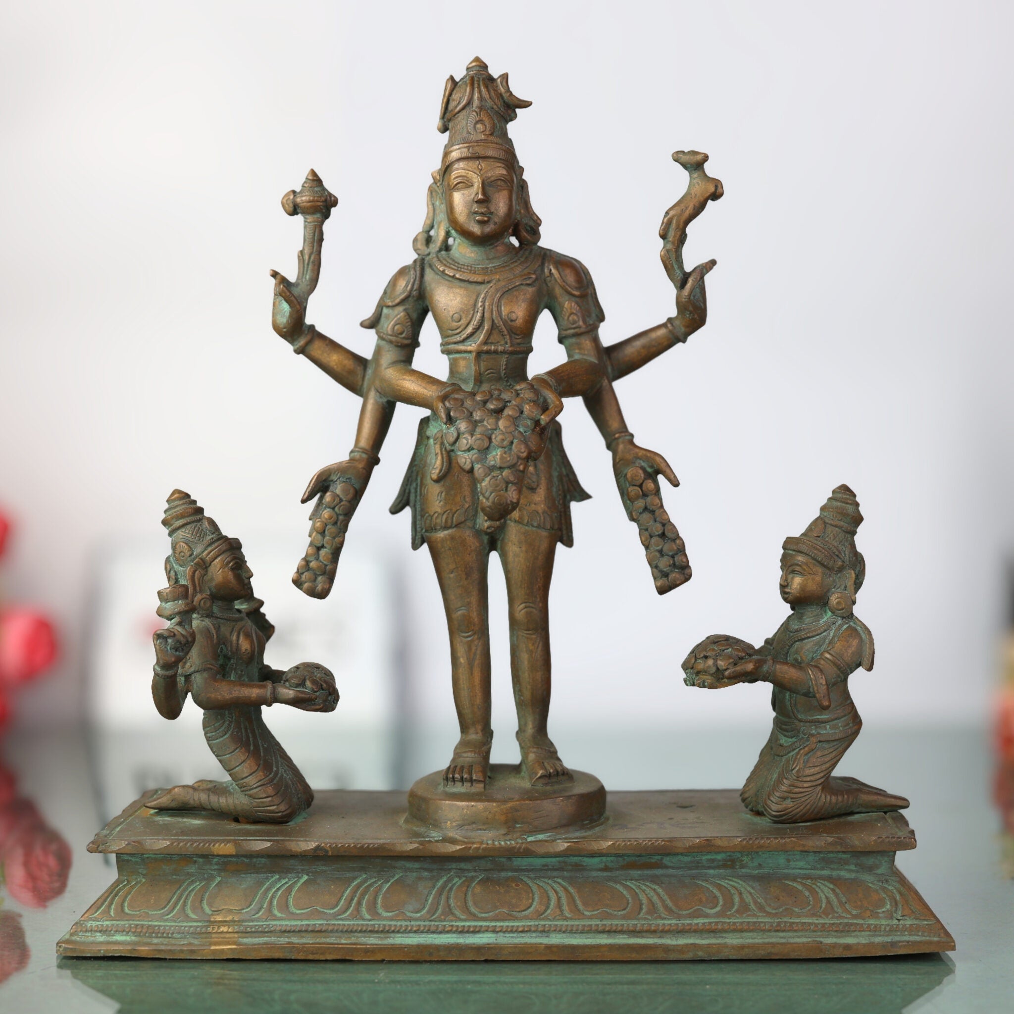 Handmade Bronze Shiva Lakshmi Kubera Idol | Panchaloha Murti for Wealth, Prosperity & Spiritual Balance