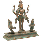 Handmade Bronze Shiva Lakshmi Kubera Idol | Panchaloha Murti for Wealth, Prosperity & Spiritual Balance,Brown, 10.5 Inch, 1 Piece
