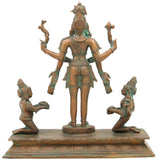Handmade Bronze Shiva Lakshmi Kubera Idol | Panchaloha Murti for Wealth, Prosperity & Spiritual Balance,Brown, 10.5 Inch, 1 Piece