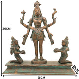Handmade Bronze Shiva Lakshmi Kubera Idol | Panchaloha Murti for Wealth, Prosperity & Spiritual Balance,Brown, 10.5 Inch, 1 Piece