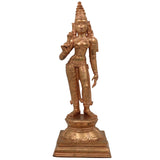 Handcrafted Panchaloha Parvati Idol in Bronze – Devi Gauri Uma Lalita Durga Statue | South Indian Chola Art Sculpture for Home Temple & Vastu,Brown, 15 Inch, 1 Piece