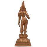 Handcrafted Panchaloha Parvati Idol in Bronze – Devi Gauri Uma Lalita Durga Statue | South Indian Chola Art Sculpture for Home Temple & Vastu,Brown, 15 Inch, 1 Piece