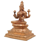 Handcrafted Bronze Mahalakshmi Idol in Panchaloha, South Indian Kanchu Lakshmi, Gajalakshmi, Varalakshmi Murti for Pooja & Home Temple Decor,Gold, 9 Inch, 1 Piece