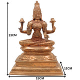 Handcrafted Bronze Mahalakshmi Idol in Panchaloha, South Indian Kanchu Lakshmi, Gajalakshmi, Varalakshmi Murti for Pooja & Home Temple Decor,Gold, 9 Inch, 1 Piece