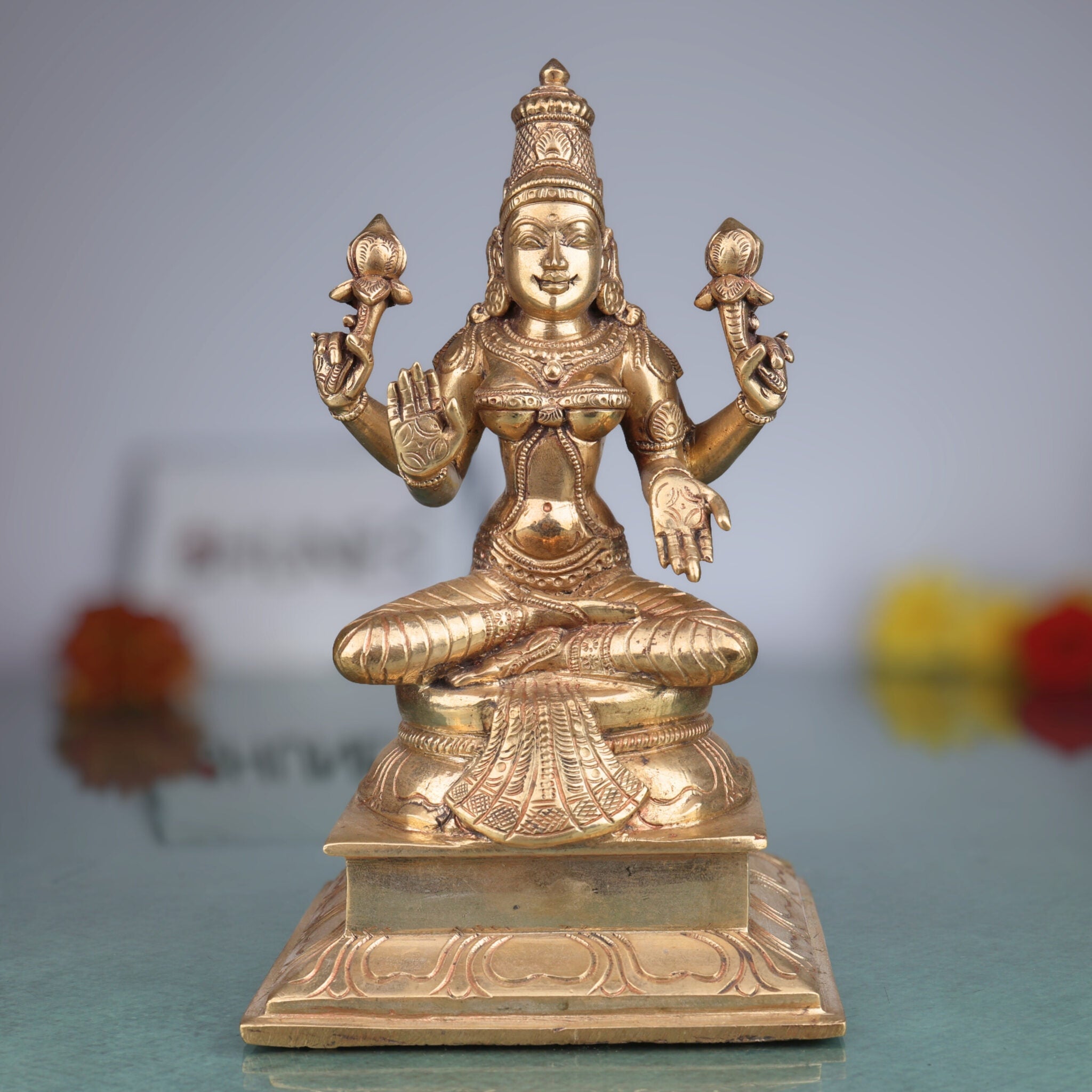 lakshmi idol, mahalakshmi murti, goddess lakshmi statue, ashta lakshmi idol, gaja lakshmi murti, brass idol, hindu god statue, pooja murti, home temple decor, spiritual gift – Bhunes