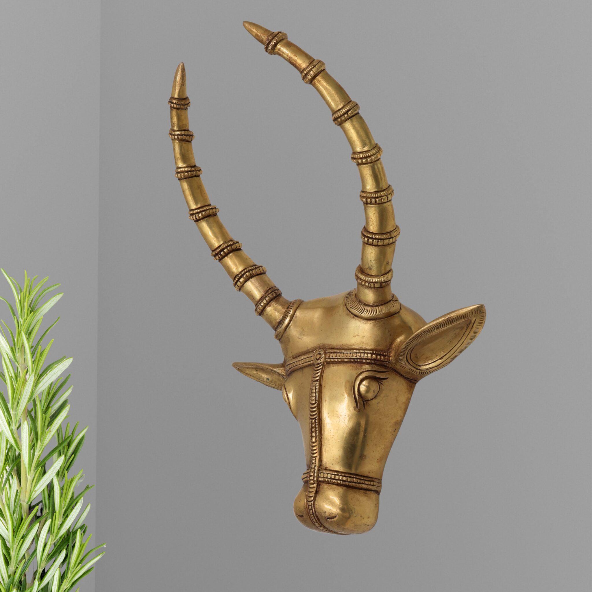 Brass Bull Head Wall Hanging – Nandi Ox Face Sculpture for Home, Temple & Pooja Room Decor