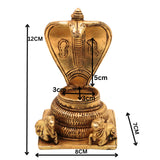 Bhunes Brass Snake Shaped Pooja Chowki with Nandi – Handcrafted Shiva Linga Stand, Shaligram Singhasan, Peetha for Mandir, Bajot for Puja Room, Gold, 5 Inch, 1 Piece