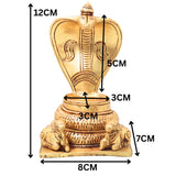 Brass Snake Shaped Pooja Chowki with Nandi Handcrafted Shiva Linga Stand, Shaligram Singhasan, Peetha for Mandir, Bajot for Puja Room, Gold, 5 Inch, 1 Piece