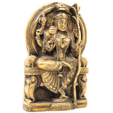 Brass Rajarajeshwari Idol, Sri Lalita Tripurasundari Amman Murti, Shodashi Kamakshi Devi Statue, Handmade Peetal Goddess Sculpture,Gold, 7 Inch, 1 Piece