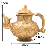 Brass Solid Heavy Kettle, Ketalee, Kettledrum, Jar, Pot, Surai, With Strainer, Surahi, Jug, Pitcher, Brass Decoratives, Gift, Home Decor,Gold, 8 Inch, 1 Piece